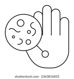 Hand with microbes icon vector isolated. Bacterium, infection and virus on the hand palm. Concept of dermatology and personal hygiene.