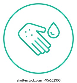 Icono de línea de mano con microbios.