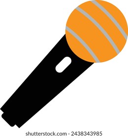 Hand microphone black colored vector icon silhouette illustration isolated on square white background. Simple flat outlined minimalist cartoon art styled drawing.