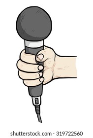 hand and microphone / cartoon vector and illustration, hand drawn style, isolated on white background.