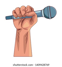 hand with microphone icon cartoon vector illustration graphic design