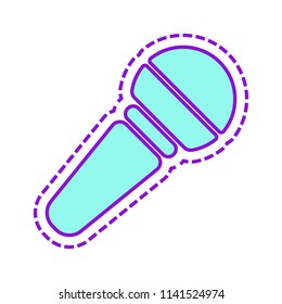 Hand microphone icon. Colored sketch with dotted border on white background
