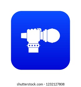 Hand microphone icon digital blue for any design isolated on white vector illustration