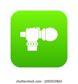 Hand microphone icon digital green for any design isolated on white vector illustration