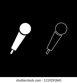 Hand microphone icon outline set white color