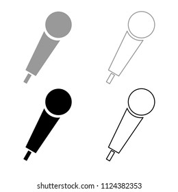 Hand microphone icon outline set grey black color