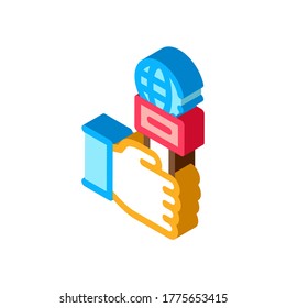 Hand Microphone Icon Vector. Isometric Hand Microphone isometric sign. color isolated symbol illustration