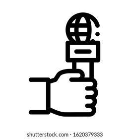 Hand Microphone Icon Vector. Outline Hand Microphone Sign. Isolated Contour Symbol Illustration