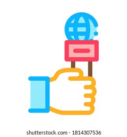 Hand Microphone Icon Vector. Outline Hand Microphone Sign. Isolated Contour Symbol Illustration