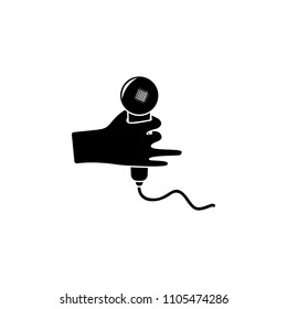 hand with microphone illustration. Element of party icon for mobile concept and web apps. Detailed hand with microphone illustration can be used for web and mobile on white background