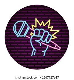 hand with microphone karaoke