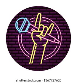 hand with microphone karaoke