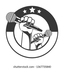 hand with microphone karaoke