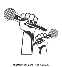 hand with microphone karaoke