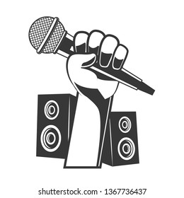 hand with microphone karaoke