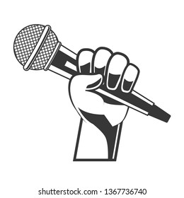 hand with microphone karaoke
