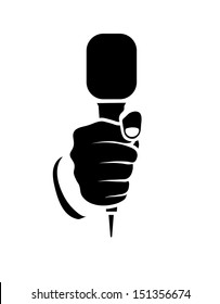 Hand With A Microphone On A White Background