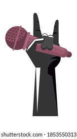 hand with microphone pop art style icon vector illustration design