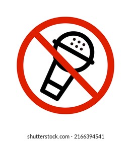 Hand microphone and prohibition mark. Regulation, warning and caution. Vector.