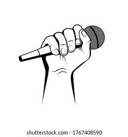 hand with microphone vector illustration