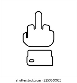 Icono de dedo medio de mano en estilo de línea
