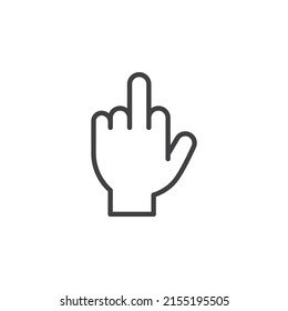 Hand mit dem mittleren Finger. lineares Stilzeichen für mobiles Konzept und Webdesign. Mittelfinger Geste Umriss Vektorsymbol. Symbol, Logo-Abbildung. Vektorgrafik