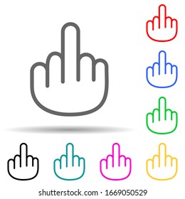 hand with middle finger multi color style icon. Simple thin line, outline vector of web icons for ui and ux, website or mobile application