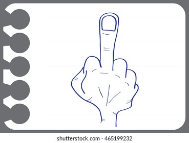 hand with middle finger on white paper