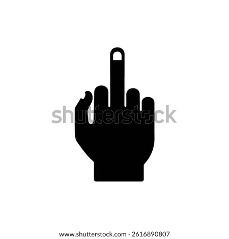 Hand with Middle Finger Raised Representing an Offensive Gesture