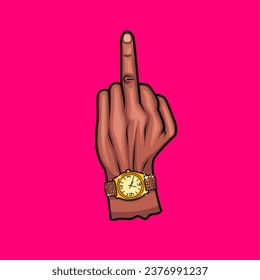 Hand Middle Finger Sign Cartoon Illustration