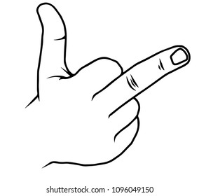 Hand in middle finger sign. Vector illustration.