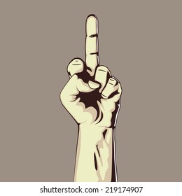 Hand In Middle Finger Sign. Vector Illustration. Hand Collection.