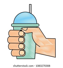 hand with milkshake kawaii character