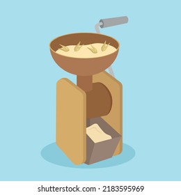 Hand mill for making flour, illustration