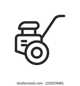 Hand mini tractor isolated icon, farm walking tractor linear icon, motoblock vector icon with editable stroke