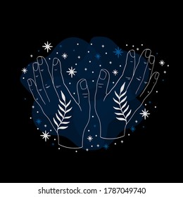 Hand minimal abstract line art.Elegant magic sketch.Hand drawn style.Vector illustration