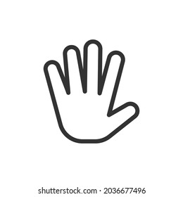 Hand minimal line icon. Web stroke symbol design. Hand sign isolated on a white background. Premium line icon.