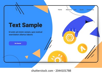 hand mining virtual money coins cryptocurrency exchange banking transaction digital currency concept