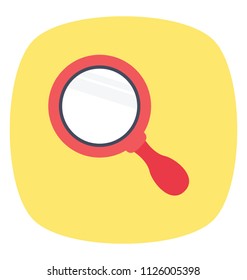 Hand mirror or beauty mirror, flat vector icon 