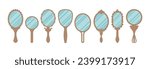 Hand mirror colored flat icons objects