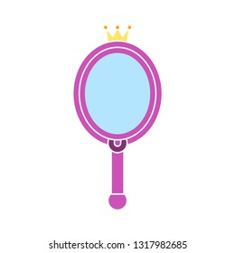 Hand mirror element, mirror object with shining surface