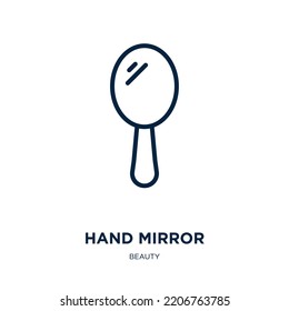 hand mirror icon from beauty collection. Thin linear hand mirror, style, makeup outline icon isolated on white background. Line vector hand mirror sign, symbol for web and mobile