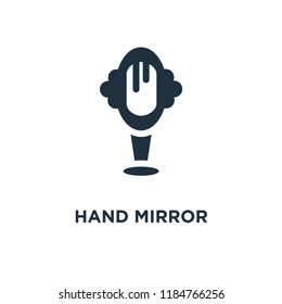 Hand Mirror icon. Black filled vector illustration. Hand Mirror symbol on white background. Can be used in web and mobile.