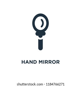 Hand Mirror icon. Black filled vector illustration. Hand Mirror symbol on white background. Can be used in web and mobile.
