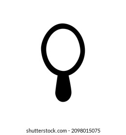 Hand Mirror Icon in black flat glyph, filled style isolated on white background