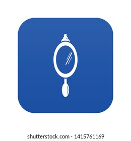 Hand mirror icon blue vector isolated on white background