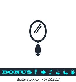 Hand Mirror icon flat. Black pictogram on white background. Vector illustration symbol and bonus button