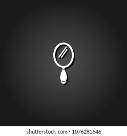 Hand Mirror icon flat. Simple White pictogram on black background with shadow. Vector illustration symbol