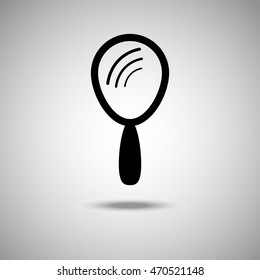 Hand Mirror icon. Flat style. Grey background. Vector illustration.