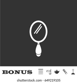 Hand Mirror icon flat. White pictogram on black background. Vector illustration symbol and bonus icons